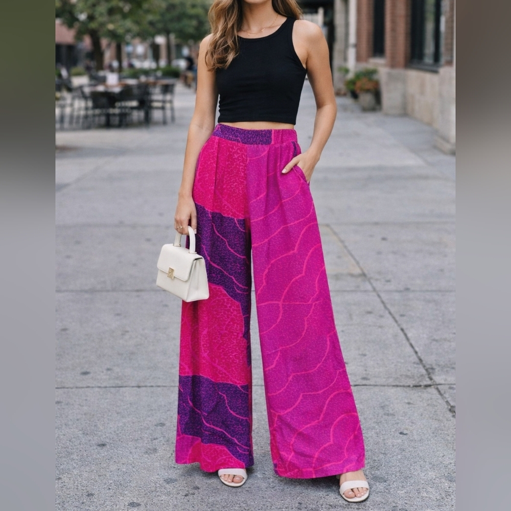 Trina Turk 100% Silk NWOT Wide Leg Pants Sz 4